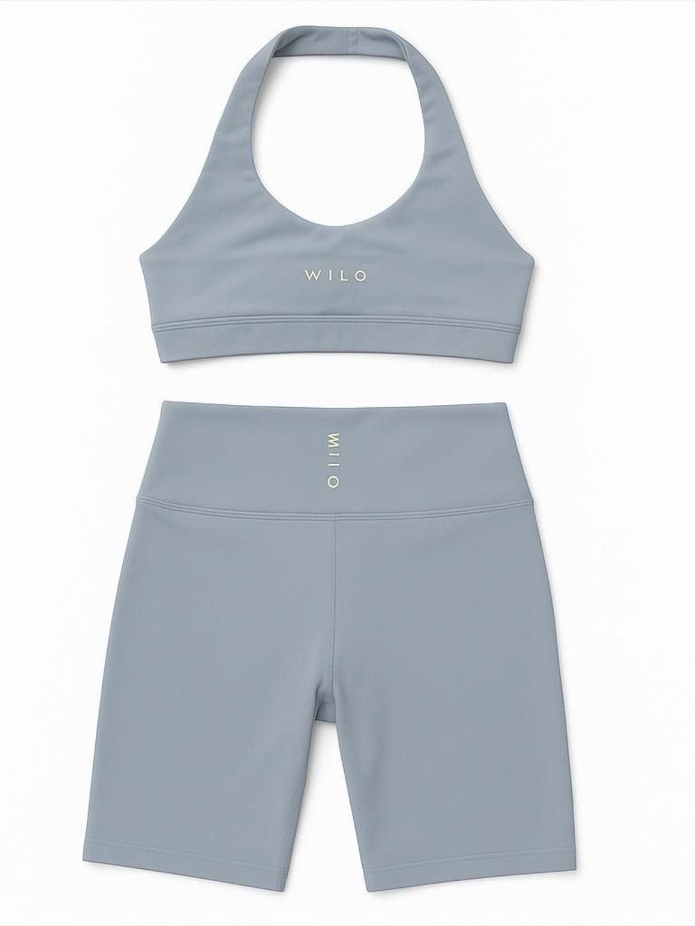 WILO Powder Blue Racerback Sports Bra & High-Waist Bike Shorts Set